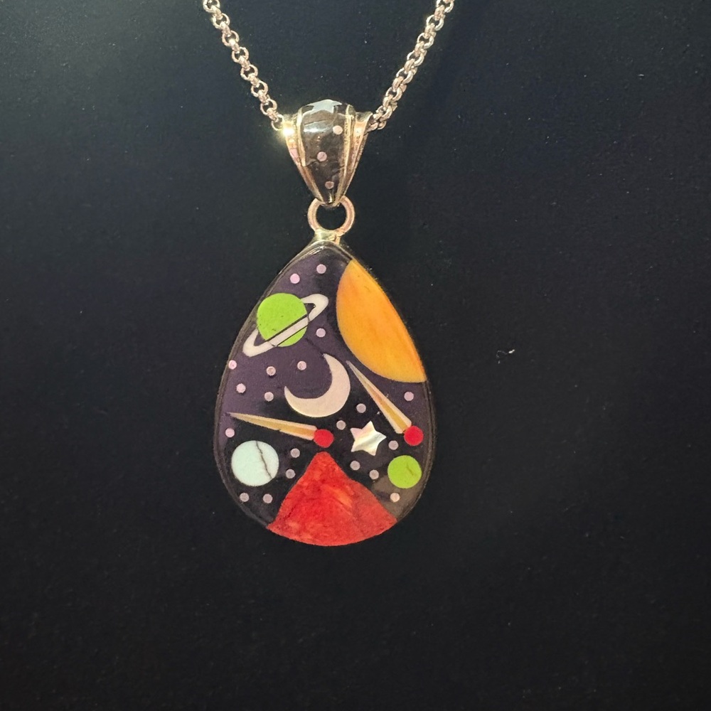 Colorful Celestial Pendant  Micro Inlay Pendant - Picture 2 of 7